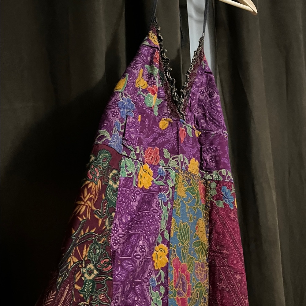 Colorful Patchwork Maxi Dress. Adjustable - Picture 2 of 4